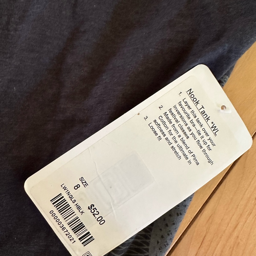 Lululemon Nook Tank Wanderlust Size 8 Heathered Black NWT Grey Yoga Top RARE - Picture 2 of 12